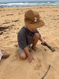 Brown Corduroy Kids hat with Coastal Palms