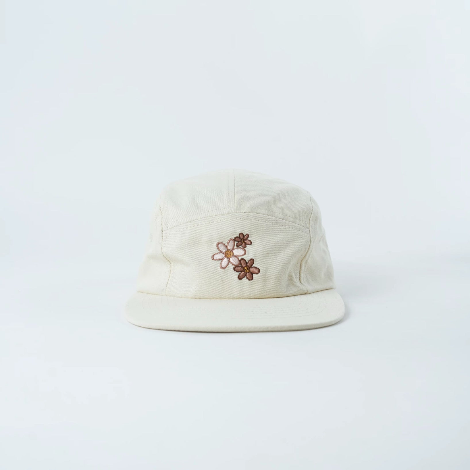 Cream Cotton Kids hat with flowers