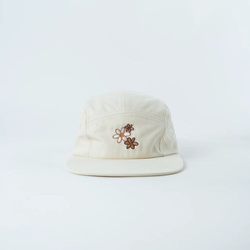 Cream Cotton Kids hat with flowers