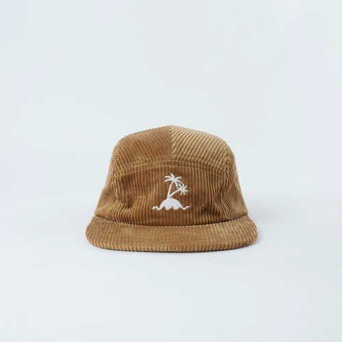 Brown Corduroy Kids hat with Coastal Palms