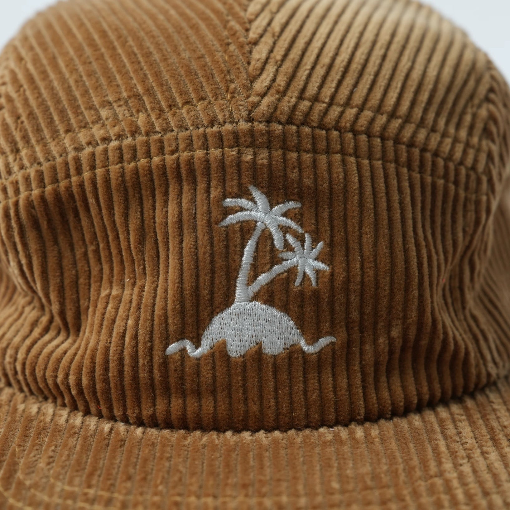 Brown Corduroy Kids hat with Coastal Palms